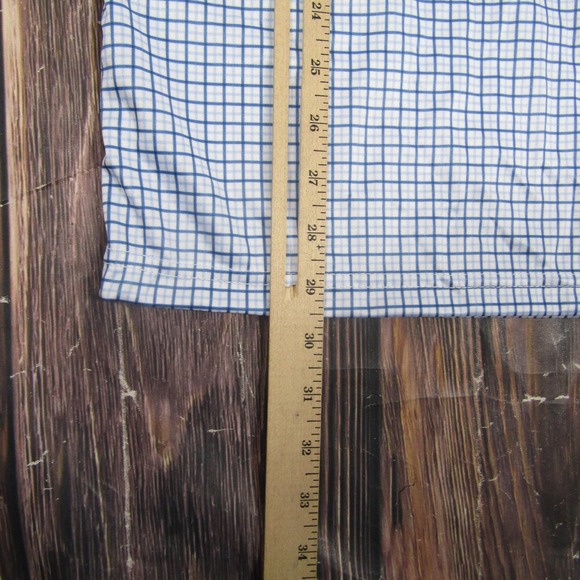 Collars & Co Polo Shirt Mens Large Blue Check Dress Collar Golf Performance - Picture 7 of 7